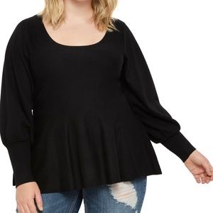 Eloquii Balloon Sleeve Sweater - 14/16 - Black